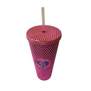 Barbie Cinemark‎ tumbler pink diamond cup straw blue heart rare